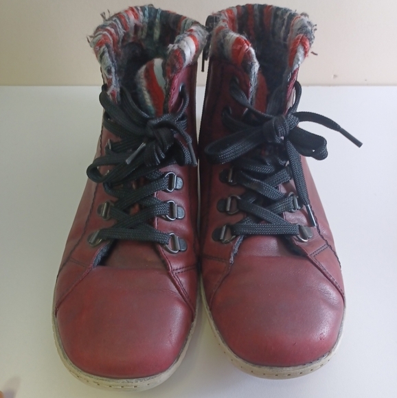 Remonte Dorndorf Rieker Women's Liv Red Leather Ankle Boots EUR 38 UK 5 US 8 - Picture 2 of 8